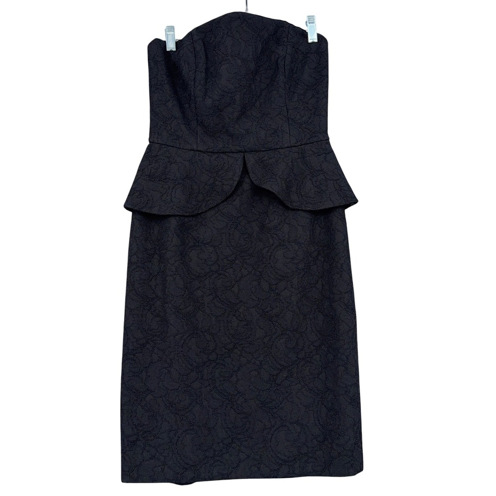 White House Black Market Lace Peplum Dress Women 2 Rayon Blend Black